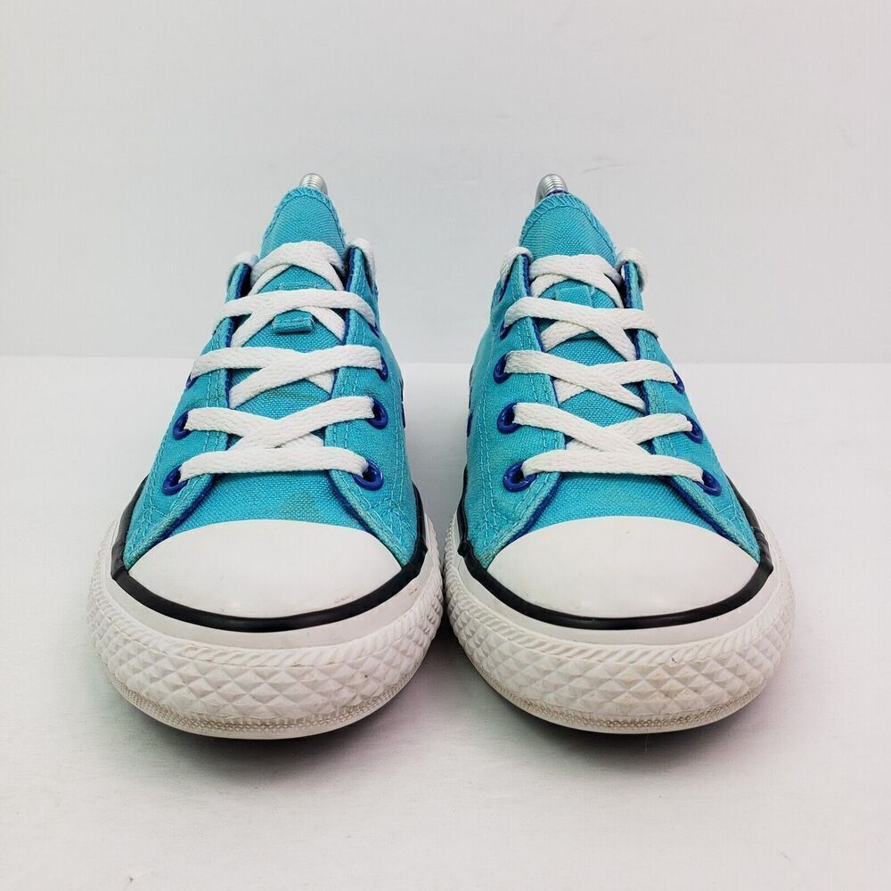 Converse Chuck Taylor Boys Size 3Y Teal Blue White Low Top Sneaker Shoes - Picture 6 of 12